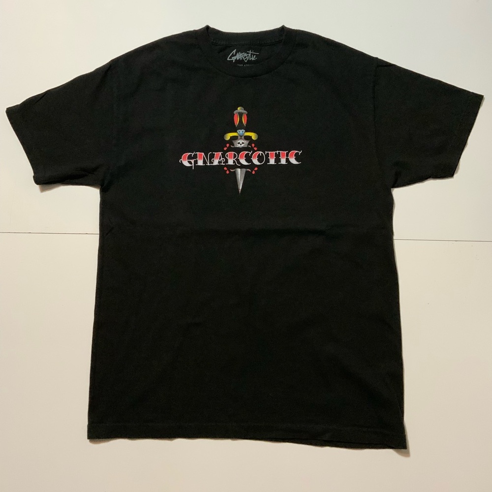 Gnarcotic Street Addict Lil Gnar Knife Tattoo Skull Skate Graphic T-Shirt - Picture 2 of 8